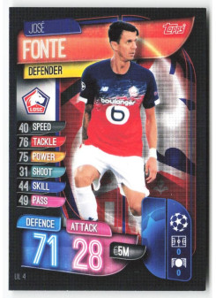 José Fonte, Card, 2019-20 Topps Match Attax UEFA Champions League, BASE