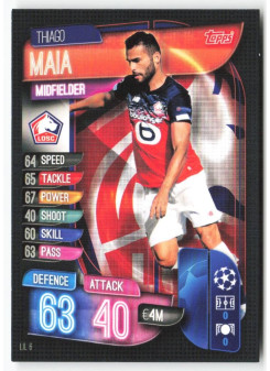 Thiago Maia, Card, 2019-20 Topps Match Attax UEFA Champions League, BASE