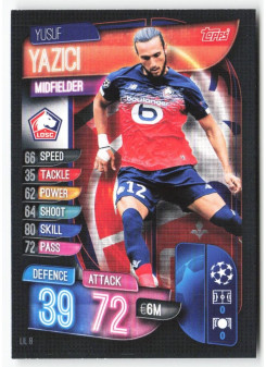 Yusuf Yazici, Card, 2019-20 Topps Match Attax UEFA Champions League, BASE