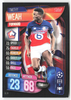 Timothy Weah, Kartička, 2019-20 Topps Match Attax UEFA Champions League, BASE