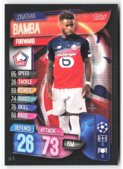 Jonathan Bamba, Card, 2019-20 Topps Match Attax UEFA Champions League, BASE