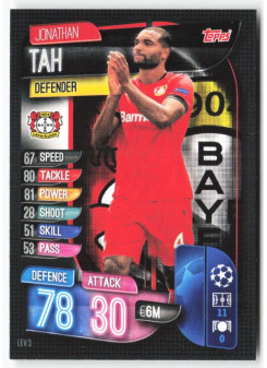 Jonathan Tah, Card, 2019-20 Topps Match Attax UEFA Champions League, BASE