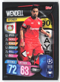 Wendell, Card, 2019-20 Topps Match Attax UEFA Champions League, BASE