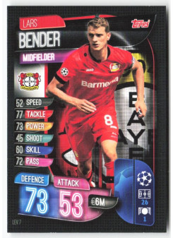 Lars Bender, Card, 2019-20 Topps Match Attax UEFA Champions League, BASE