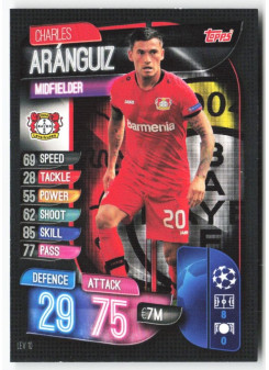 Charles Aránguiz, Card, 2019-20 Topps Match Attax UEFA Champions League, BASE