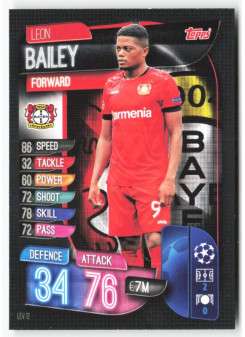 Leon Bailey, Card, 2019-20 Topps Match Attax UEFA Champions League, BASE