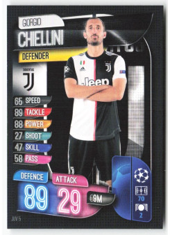 Giorgio Chiellini, Card, 2019-20 Topps Match Attax UEFA Champions League, BASE