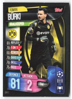 Roman Bürki, Card, 2019-20 Topps Match Attax UEFA Champions League, BASE