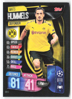 Mats Hummels, Card, 2019-20 Topps Match Attax UEFA Champions League, BASE