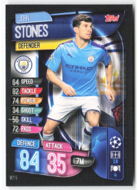 John Stones, Card, 2019-20 Topps Match Attax UEFA Champions League, BASE