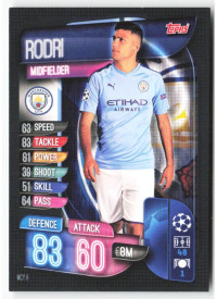 Rodri, Card, 2019-20 Topps Match Attax UEFA Champions League, BASE