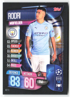 Rodri, Card, 2019-20 Topps Match Attax UEFA Champions League, BASE