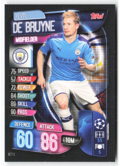 Kevin De Bruyne, Card, 2019-20 Topps Match Attax UEFA Champions League, BASE