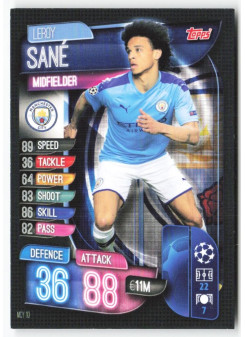 Leroy Sané, Card, 2019-20 Topps Match Attax UEFA Champions League, BASE