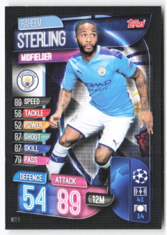 Raheem Sterling, Kartička, 2019-20 Topps Match Attax UEFA Champions League, BASE