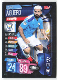 Sergio Agüero, Card, 2019-20 Topps Match Attax UEFA Champions League, BASE