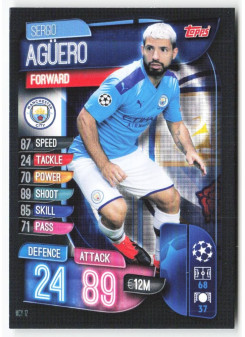 Sergio Agüero, Card, 2019-20 Topps Match Attax UEFA Champions League, BASE