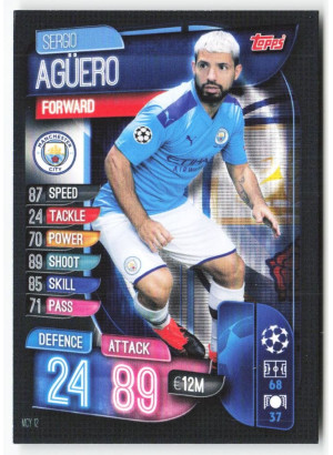 Sergio Agüero, Kartička, 2019-20 Topps Match Attax UEFA Champions League, BASE