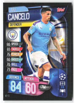 Joao Cancelo, Card, 2019-20 Topps Match Attax UEFA Champions League, BASE