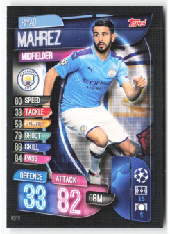 Riyad Mahrez, Card, 2019-20 Topps Match Attax UEFA Champions League, BASE