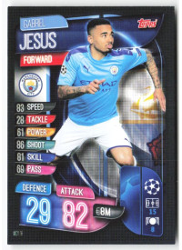 Gabriel Jesus, Card, 2019-20 Topps Match Attax UEFA Champions League, BASE