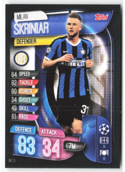 Milan Skriniar, Kartička, 2019-20 Topps Match Attax UEFA Champions League, BASE