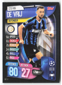 Stefan de Vrij, Card, 2019-20 Topps Match Attax UEFA Champions League, BASE