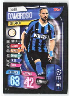 Danilo D'Ambrosio, Kartička, 2019-20 Topps Match Attax UEFA Champions League, BASE