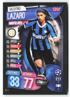 Valentino Lazaro, Kartička, 2019-20 Topps Match Attax UEFA Champions League, BASE