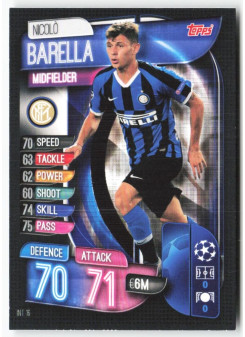 Nicolo Barella, Kartička, 2019-20 Topps Match Attax UEFA Champions League, BASE