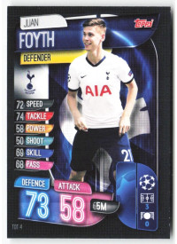 Juan Foyth, Card, 2019-20 Topps Match Attax UEFA Champions League, BASE