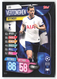 Jan Vertonghen, Card, 2019-20 Topps Match Attax UEFA Champions League, BASE