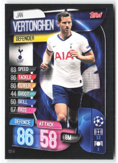 Jan Vertonghen, Card, 2019-20 Topps Match Attax UEFA Champions League, BASE