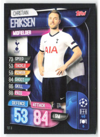 Christian Eriksen, Card, 2019-20 Topps Match Attax UEFA Champions League, BASE