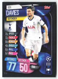 Ben Davies, Card, 2019-20 Topps Match Attax UEFA Champions League, BASE