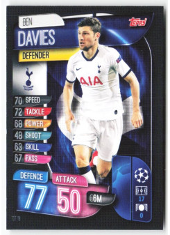Ben Davies, Card, 2019-20 Topps Match Attax UEFA Champions League, BASE