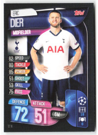 Eric Dier, Card, 2019-20 Topps Match Attax UEFA Champions League, BASE
