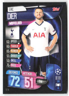 Eric Dier, Card, 2019-20 Topps Match Attax UEFA Champions League, BASE