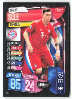 Niklas Süle, Card, 2019-20 Topps Match Attax UEFA Champions League, BASE