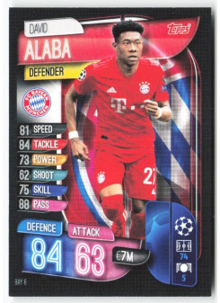 David Alaba, Card, 2019-20 Topps Match Attax UEFA Champions League, BASE