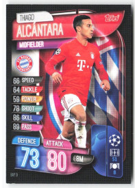 Thiago Alcántara, Card, 2019-20 Topps Match Attax UEFA Champions League, BASE