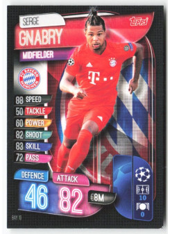 Serge Gnabry, Card, 2019-20 Topps Match Attax UEFA Champions League, BASE