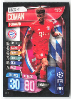 Kingsley Coman, Card, 2019-20 Topps Match Attax UEFA Champions League, BASE