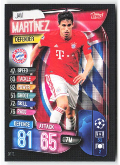 Javi Martínez, Card, 2019-20 Topps Match Attax UEFA Champions League, BASE