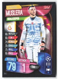 Fernando Muslera, Kartička, 2019-20 Topps Match Attax UEFA Champions League, BASE