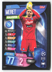 Alex Meret, Kartička, 2019-20 Topps Match Attax UEFA Champions League, BASE