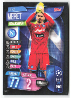 Alex Meret, Card, 2019-20 Topps Match Attax UEFA Champions League, BASE