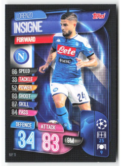 Lorenzo Insigne, Card, 2019-20 Topps Match Attax UEFA Champions League, BASE