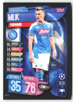 Arkadiusz Milik, Kartička, 2019-20 Topps Match Attax UEFA Champions League, BASE