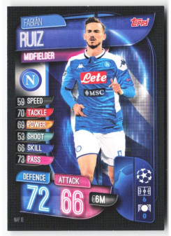 Fabián Ruiz, Kartička, 2019-20 Topps Match Attax UEFA Champions League, BASE